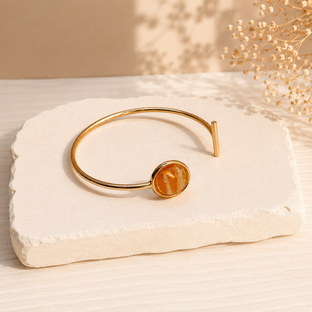 Cuff Bangle Bracelet-Honey Gold