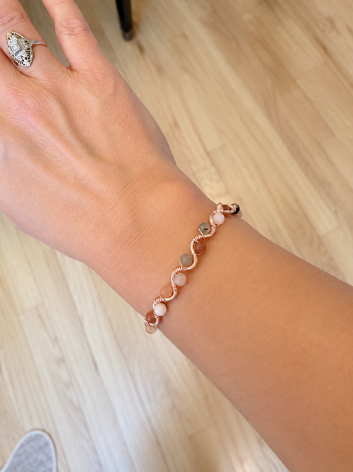 African Phantom Agate wire wrapped bracelet