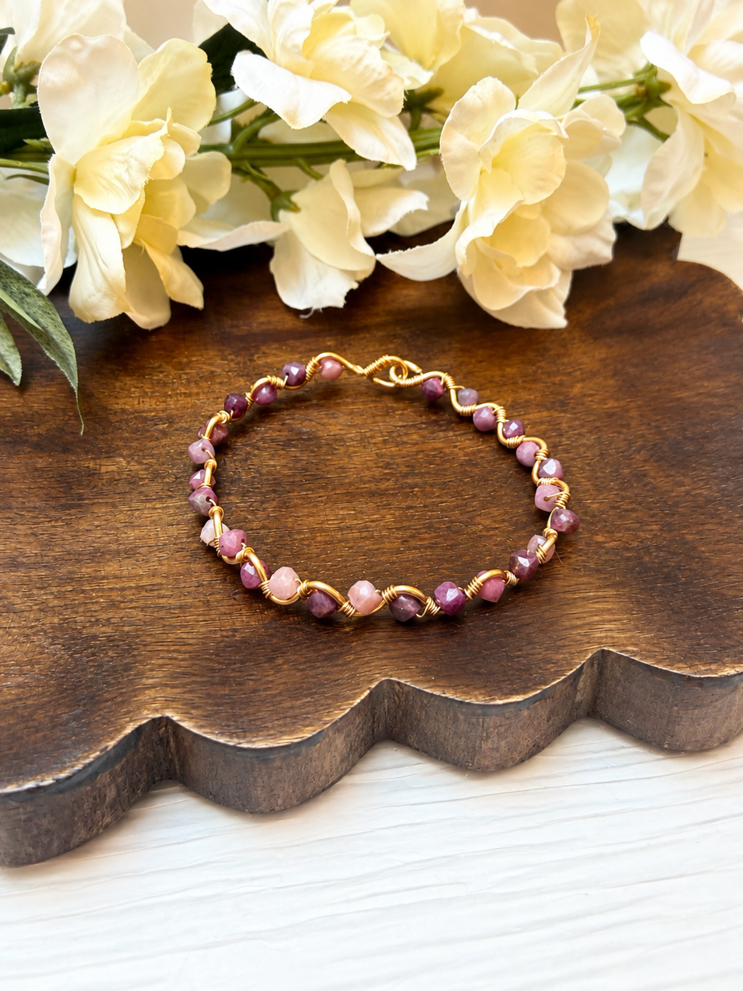 Ruby wire wrapped bracelet