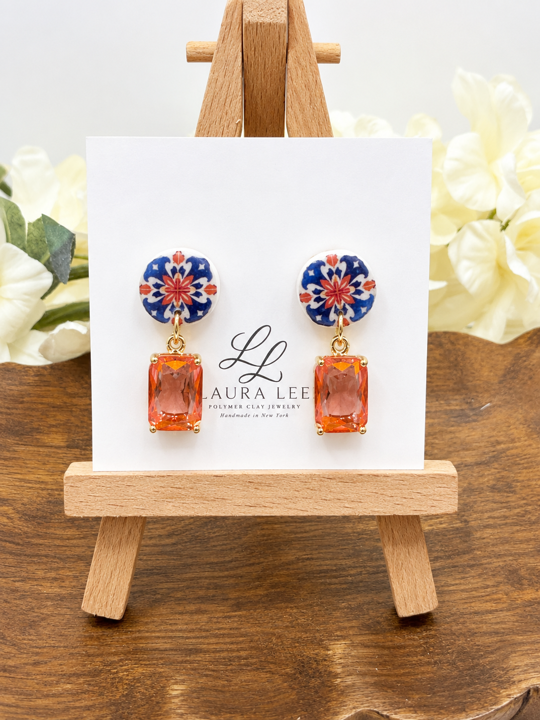 Mediterranean Tile Crystal Drop Earrings