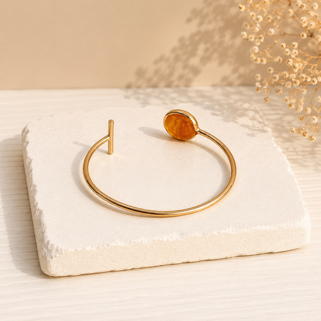 Cuff Bangle Bracelet-Honey Gold