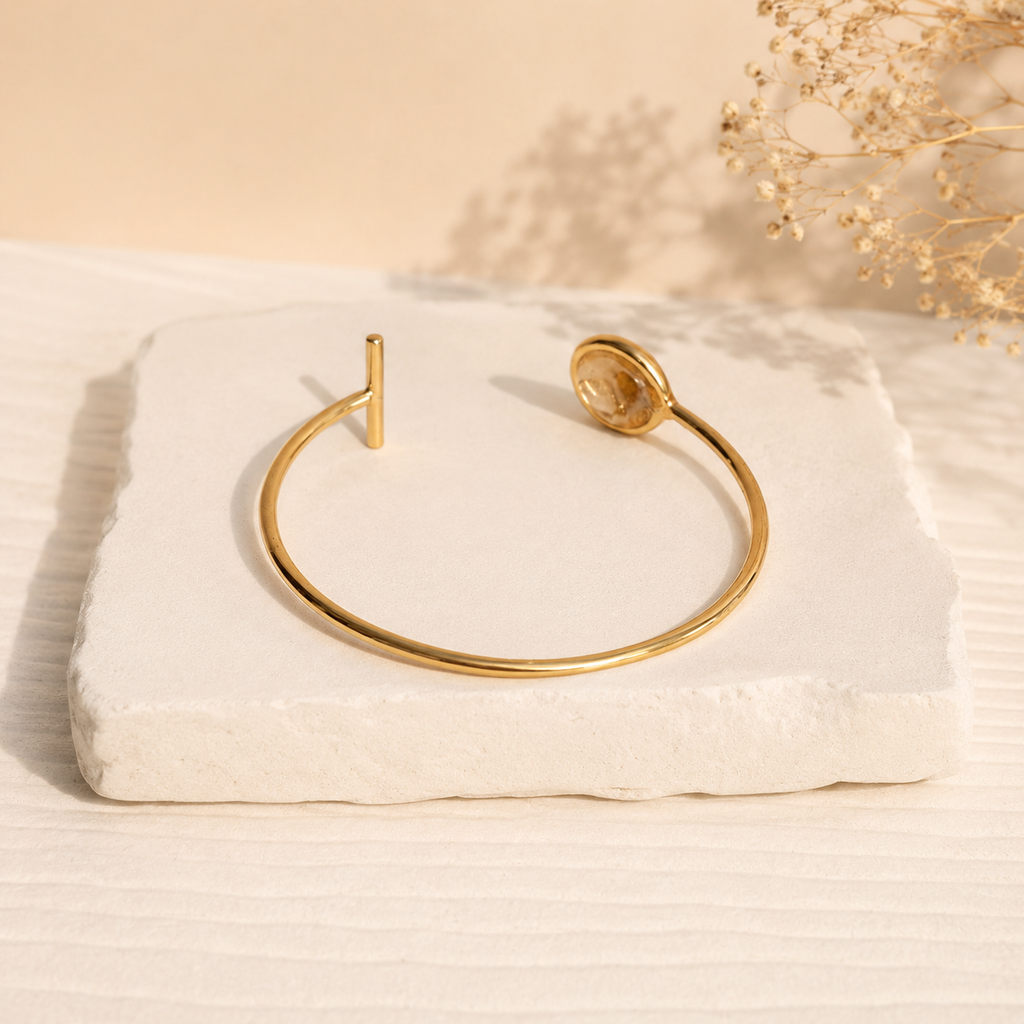 Cuff Bangle Bracelet-Champagne Cream
