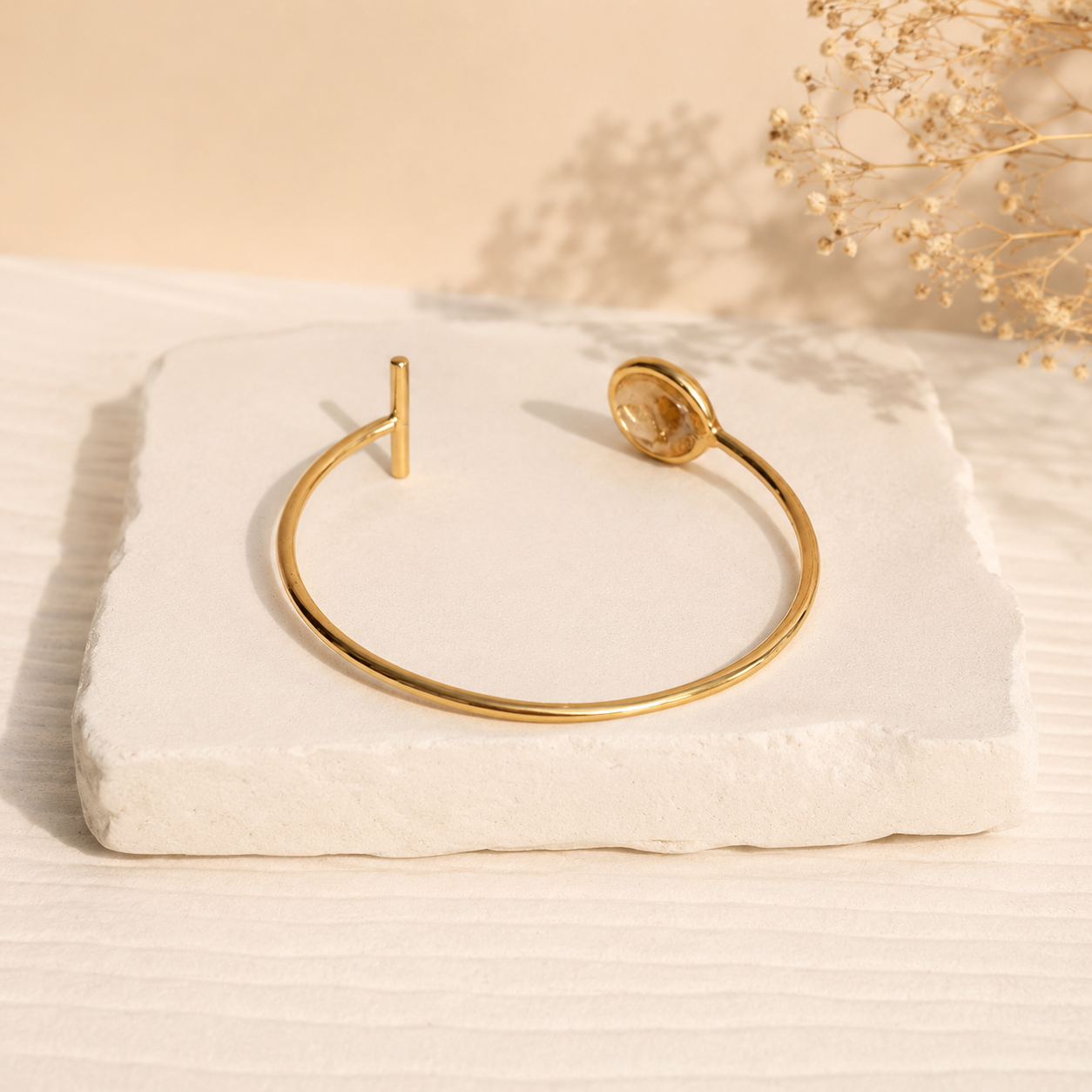 Cuff Bangle Bracelet-Champagne Cream
