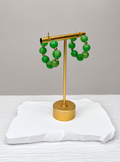 Bead hoop earrings-Lime Green