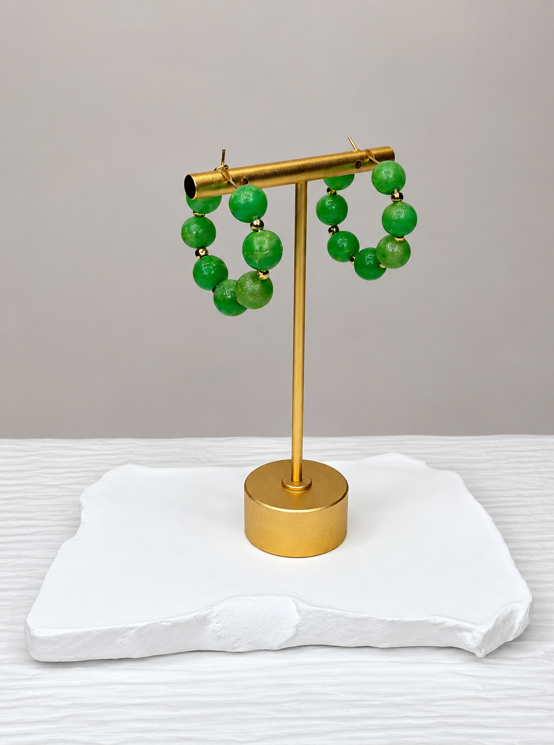 Bead hoop earrings-Lime Green